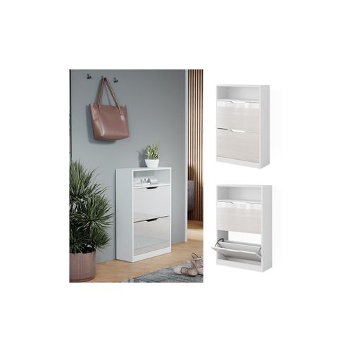 4066731446537 - Schuhkipper Luca Weiß Hochglanz 59 x 895 cm mit 2 Fächern Vicco