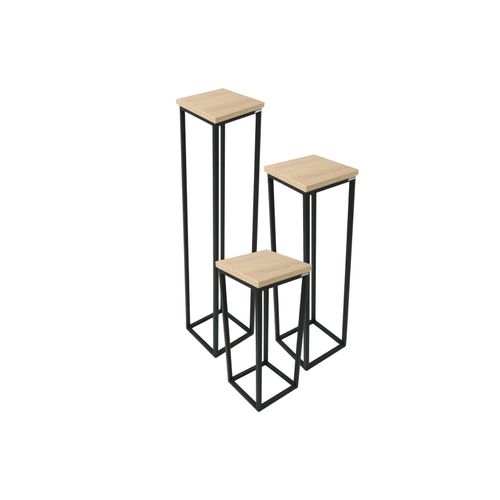 4260750010872 - holz4home® Blumenständer Dekoständer Sonoma Eiche 3-tlg SET