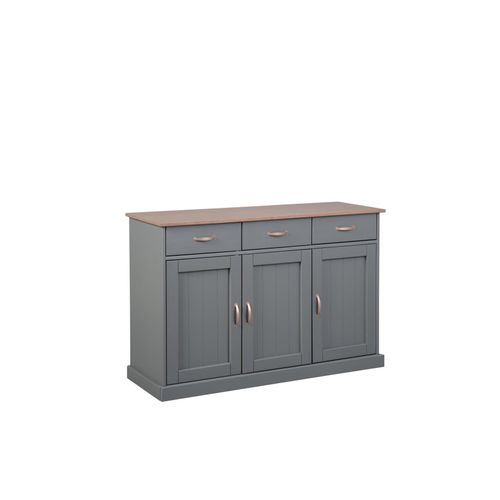 4010340942102 - FSC Sideboard Westerland 3 Türen und Schubladen Kiefer Massivholz grau und sepia braun lackiert 4010340942102 - FSC Sideboard Westerland 3 Türen und Schubladen Kiefer Massivholz grau und sepia braun lackiert