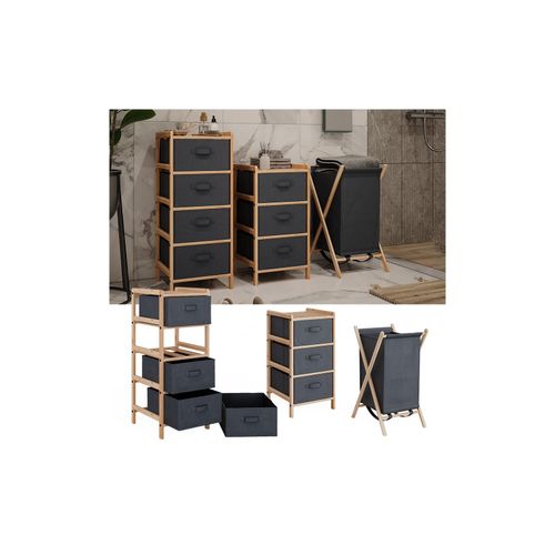 4066731446407 - Badmöbel-Set Bruno Grau 3 Teile Vicco