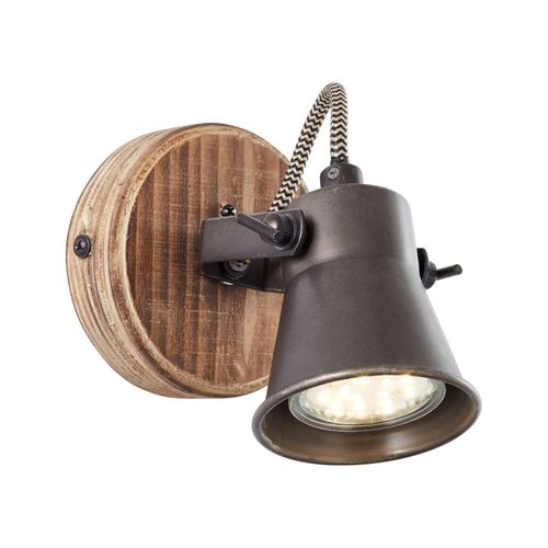 4004353354946 - Lampe Seed Wandspot schwarz stahl holz hell 1x PAR51 GU10 5W geeignet für Reflektorlampen (nicht enthalten) Köpfe schwenkbar - schwarz - Brilliant 4004353354946 - Lampe Seed Wandspot schwarz stahl holz hell 1x PAR51 GU10 5W geeignet für Reflektorlampen (nicht enthalten) Köpfe schwenkbar - schwarz - Brilliant