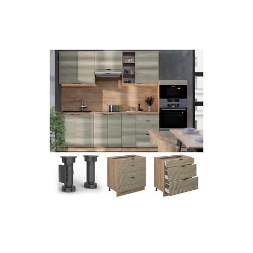 4066731463374 - Schubladenunterschrank Fame-Line Eiche gefräst 80 cm mit Arbeitsplatte Anthrazit 4066731463374 - Schubladenunterschrank Fame-Line Eiche gefräst 80 cm mit Arbeitsplatte Anthrazit