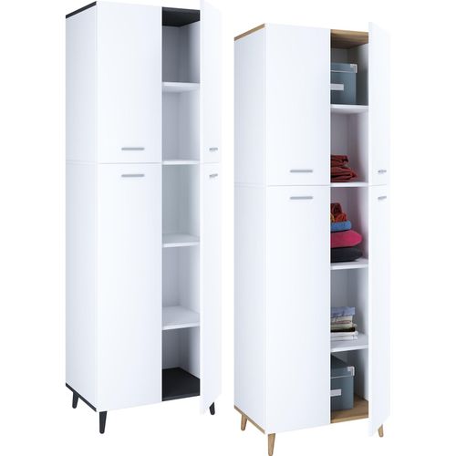 4051814410833 - Holz Kleiderschrank 5 Fächer Maße H 240 x B 70 x T 39 cm 4 Drehtüren Mehrzweckschrank - Landos 4051814410833 - Holz Kleiderschrank 5 Fächer Maße H 240 x B 70 x T 39 cm 4 Drehtüren Mehrzweckschrank - Landos
