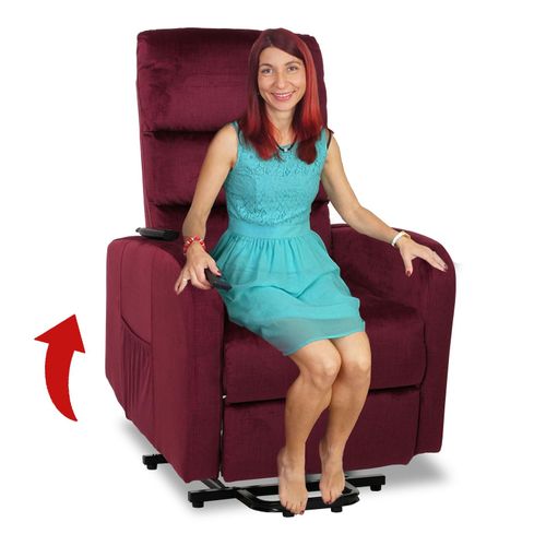 4057651867908 - Fernsehsessel MCW-K62 Sessel Relaxsessel TV-Sessel Liegefunktion Aufstehhilfe elektrisch Metall Chenille ~ bordeaux