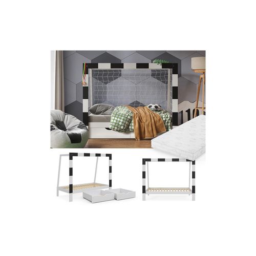4066731396672 - Kinderbett Fußballtor Weiß 178 x 1425 cm mit Schublade und Matratze Vitalispa 4066731396672 - Kinderbett Fußballtor Weiß 178 x 1425 cm mit Schublade und Matratze Vitalispa