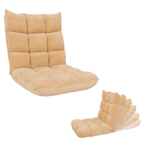4057651643755 - Bodensessel MCW-N43 Relaxsessel Bodenkissen Klappsessel 6 Relaxpositionen stabiles Gestell Samt ~ beige 4057651643755 - Bodensessel MCW-N43 Relaxsessel Bodenkissen Klappsessel 6 Relaxpositionen stabiles Gestell Samt ~ beige