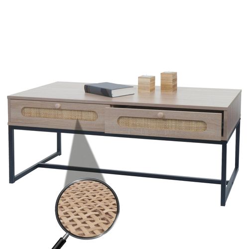 4057651645056 - Couchtisch MCW-M41 Wohnzimmertisch Tisch Beistelltisch Sofatisch Schublade Kubu Rattan Holz Melamin Eiche-Optik 4057651645056 - Couchtisch MCW-M41 Wohnzimmertisch Tisch Beistelltisch Sofatisch Schublade Kubu Rattan Holz Melamin Eiche-Optik