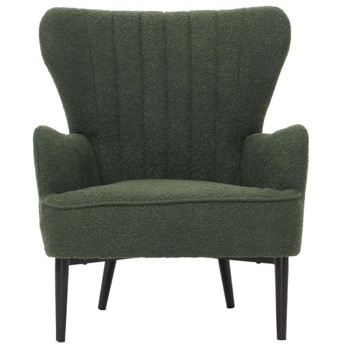 4057651831008 - Lounge-Sessel MCW-K37 Cocktail- Ohrensessel Polsterstuhl Retro Vintage Stoff Bouclé (600g m²) Öko-Tex ~ grün