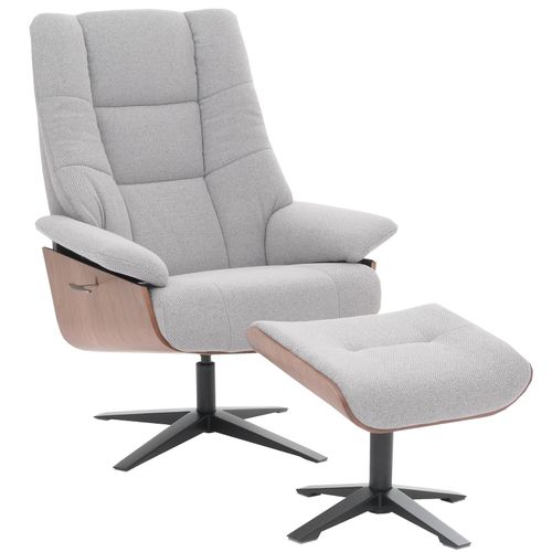 4057651658889 - Relaxsessel + Hocker MCW-N57 Fernsehsessel Liegesessel Bouclé Stoff Holz ~ grau 4057651658889 - Relaxsessel + Hocker MCW-N57 Fernsehsessel Liegesessel Bouclé Stoff Holz ~ grau