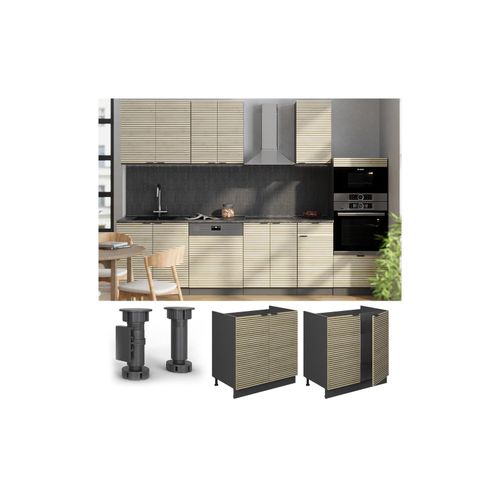 4066731462148 - Spülenunterschrank Fame-Line Anthrazit Eiche gefräst 80 cm ohne Arbeitsplatte