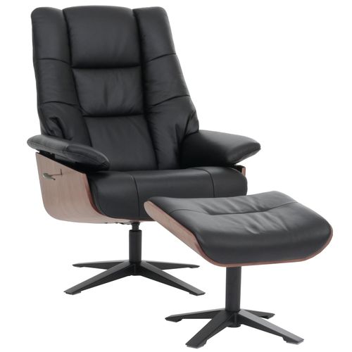 4057651727981 - Relaxsessel + Hocker MCW-N57 Fernsehsessel Liegesessel Holz Echtleder ~ schwarz 4057651727981 - Relaxsessel + Hocker MCW-N57 Fernsehsessel Liegesessel Holz Echtleder ~ schwarz
