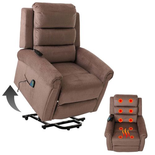 4057651692579 - Fernsehsessel MCW-K63 Relaxsessel Liegefunktion Aufstehhilfe Massage Heizfunktion Stoff 220g m² Chenille ~ braun