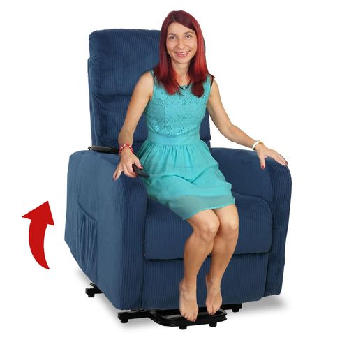 4057651692135 - Fernsehsessel MCW-K62 Relaxsessel TV-Sessel Liege Liegefunktion Aufstehhilfe Metall Stofff Textil Cord ~ blau