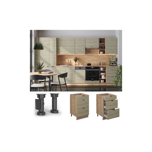 4066731462896 - Schubladenunterschrank Fame-Line Eiche gefräst 50 cm ohne Arbeitsplatte