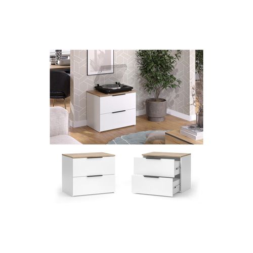 4066731466313 - Kommode Wido Weiß Eiche 60 x 50 cm mit 2 Schubladen 4066731466313 - Kommode Wido Weiß Eiche 60 x 50 cm mit 2 Schubladen
