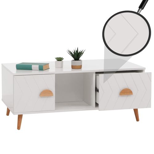 4057651849782 - Couchtisch MCW-N89 Beistelltisch Sofatisch Schubladen Türen Fächer Fischgrätenmuster Melamin Holz 42x103x60cm ~ weiß 4057651849782 - Couchtisch MCW-N89 Beistelltisch Sofatisch Schubladen Türen Fächer Fischgrätenmuster Melamin Holz 42x103x60cm ~ weiß