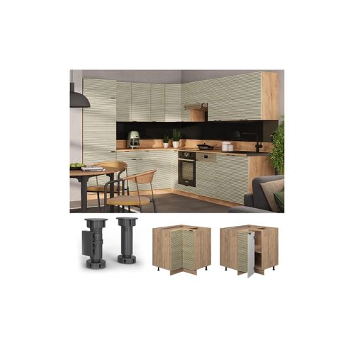 4066731462834 - Eckunterschrank Fame-Line Eiche gefräst 87 cm mit Arbeitsplatte Eiche