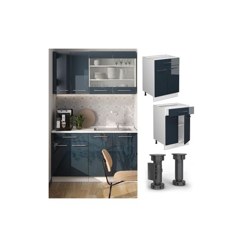 4066731413713 - Küchenschränke Fame-Line Dunkelblau Hochglanz 60 cm mit Schublade ohne Arbeitsplatte Vicco 4066731413713 - Küchenschränke Fame-Line Dunkelblau Hochglanz 60 cm mit Schublade ohne Arbeitsplatte Vicco
