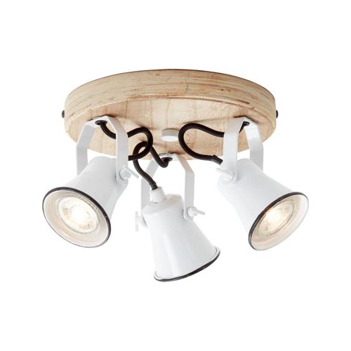 4004353350030 - BRILLIANT Lampe Seed Spotrondell 3flg weiß holz hell 3x PAR51 GU10 5W geeignet für Reflektorlampen (nicht enthalten) Köpfe schwenkbar - weiß