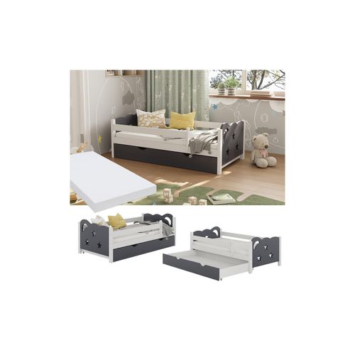 4066731272457 - Livinity Kinderbett Einzelbett Juniorbett Jessica Weiß Grau 140x70 cm Matratze modern Kinderzimmer Bett Bettschublade Rausfallschutz 4066731272457 - Livinity Kinderbett Einzelbett Juniorbett Jessica Weiß Grau 140x70 cm Matratze modern Kinderzimmer Bett Bettschublade Rausfallschutz