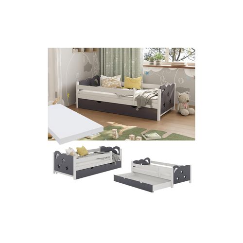 4066731272433 - Livinity Kinderbett Einzelbett Juniorbett Jessica Weiß Grau 160x80 cm Matratze modern Kinderzimmer Bett Bettschublade Rausfallschutz 4066731272433 - Livinity Kinderbett Einzelbett Juniorbett Jessica Weiß Grau 160x80 cm Matratze modern Kinderzimmer Bett Bettschublade Rausfallschutz