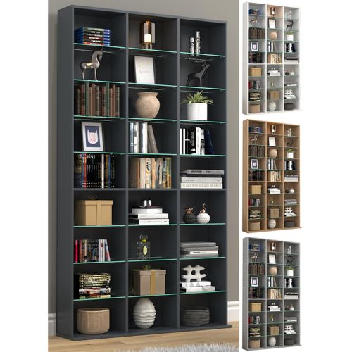 4051814429439 - Standregal Holz CD DVD Standregal Bücherregal Raumteiler Deko Regal Glas Zilas XL Gr 102 honig eiche B102cm H181cm T23cm Holzwerkstoff Holz Spanplatte Glas Regale 4051814429439 - Standregal Holz CD DVD Standregal Bücherregal Raumteiler Deko Regal Glas Zilas XL Gr 102 honig eiche B102cm H181cm T23cm Holzwerkstoff Holz Spanplatte Glas Regale