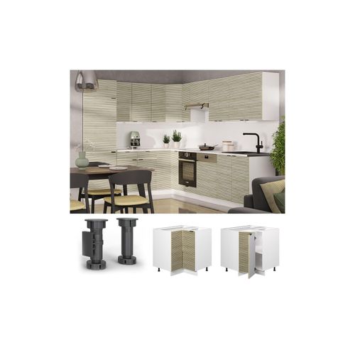4066731463497 - Eckunterschrank Fame-Line Weiß Eiche gefräst 87 cm ohne Arbeitsplatte