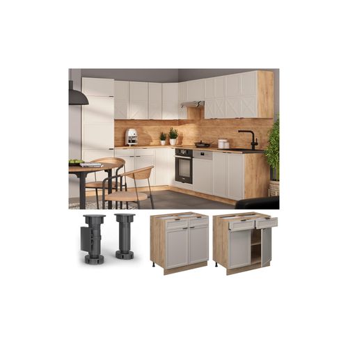 4066731452484 - Schubunterschrank Fame-Line Eiche Grau-Beige gerahmt 80 cm ohne Arbeitsplatte 4066731452484 - Schubunterschrank Fame-Line Eiche Grau-Beige gerahmt 80 cm ohne Arbeitsplatte