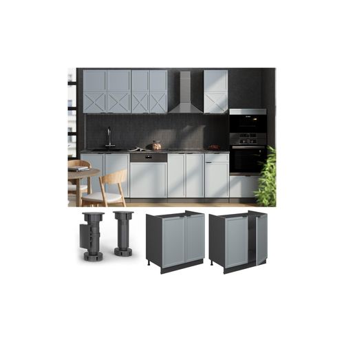 4066731455584 - Spülenunterschrank Fame-Line Anthrazit Hellblau-Grau gerahmt 80 cm ohne Arbeitsplatte 4066731455584 - Spülenunterschrank Fame-Line Anthrazit Hellblau-Grau gerahmt 80 cm ohne Arbeitsplatte