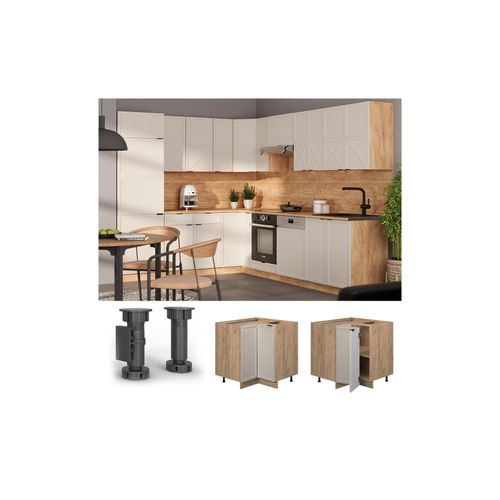 4066731452545 - Eckunterschrank Fame-Line Eiche Grau-Beige gerahmt 87 cm mit Arbeitsplatte Eiche 4066731452545 - Eckunterschrank Fame-Line Eiche Grau-Beige gerahmt 87 cm mit Arbeitsplatte Eiche