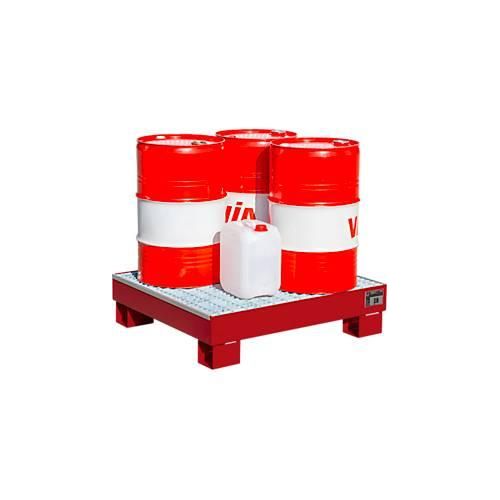 4052462036147 - eurokraft pro Stahl-Auffangwanne für 60-l-Fass LxBxH 800 x 900 x 220 mm lackiert rot RAL 3000 mit Gitterrost 4052462036147 - eurokraft pro Stahl-Auffangwanne für 60-l-Fass LxBxH 800 x 900 x 220 mm lackiert rot RAL 3000 mit Gitterrost