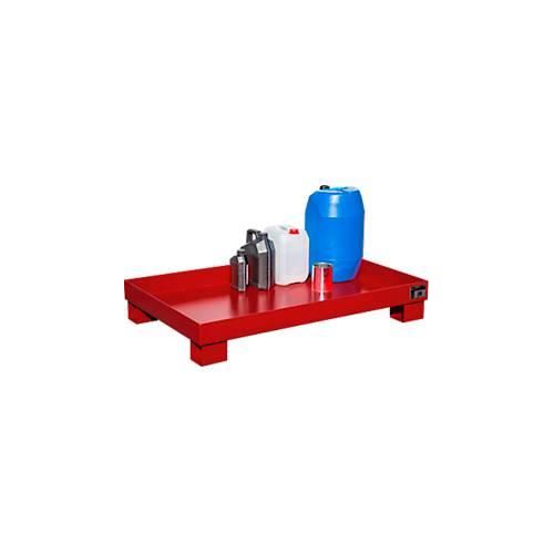 4052462022232 - eurokraft pro Stahl-Auffangwanne für 60-l-Fass LxBxH 800 x 1300 x 205 mm lackiert rot RAL 3000 ohne Gitterrost 4052462022232 - eurokraft pro Stahl-Auffangwanne für 60-l-Fass LxBxH 800 x 1300 x 205 mm lackiert rot RAL 3000 ohne Gitterrost