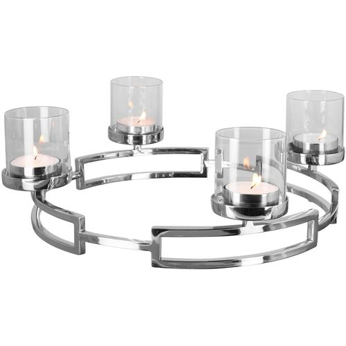 4042911430503 - Kerzenleuchter FINK HOMMAGE Weihnachtsdeko silber (silberfarben) Kerzenhalter Ø H 40cm x 16cm Edelstahl Glas silberfarben - aus Edelstahl und Glas 4-flammig Adventsleuchter H16cm 4042911430503 - Kerzenleuchter FINK HOMMAGE Weihnachtsdeko silber (silberfarben) Kerzenhalter Ø H 40cm x 16cm Edelstahl Glas silberfarben - aus Edelstahl und Glas 4-flammig Adventsleuchter H16cm