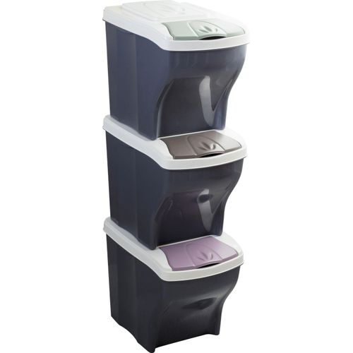 4250004837300 - Mülltrennsystem BISCHOF BAMA FUN bunt (schwarz weiß braun hellgrün hellrosa) B40cm H31cm T28cm Kunststoff Mülleimer Kunststoff abnehmbarer Deckel 3tlg je 20 Liter 4250004837300 - Mülltrennsystem BISCHOF BAMA FUN bunt (schwarz weiß braun hellgrün hellrosa) B40cm H31cm T28cm Kunststoff Mülleimer Kunststoff abnehmbarer Deckel 3tlg je 20 Liter