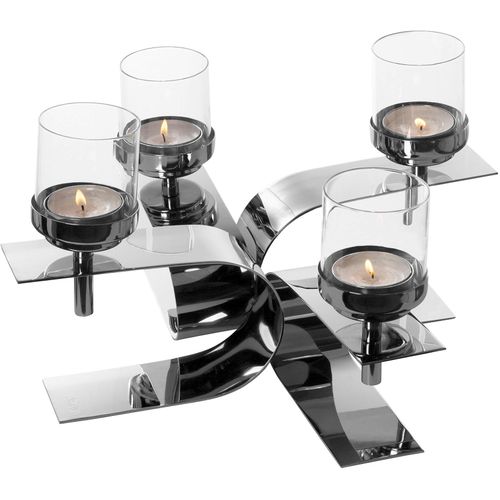 4042911430954 - Kerzenhalter FINK PASSIONA Adventsleuchter silber (silberfarben) B42cm H235cm T42cm Aluminium Edelstahl Glas Kerzenhalter Teelichthalter mit Glaseinsatz 4-flammig 4042911430954 - Kerzenhalter FINK PASSIONA Adventsleuchter silber (silberfarben) B42cm H235cm T42cm Aluminium Edelstahl Glas Kerzenhalter Teelichthalter mit Glaseinsatz 4-flammig