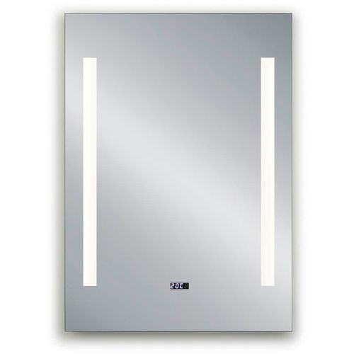 4251820309040 - LED-Lichtspiegel MIRRORS AND MORE Ilonka Spiegel Gr B H 50 cm x 70 cm glänzend LED-Beleuchtung integrierte Zeitanzeige