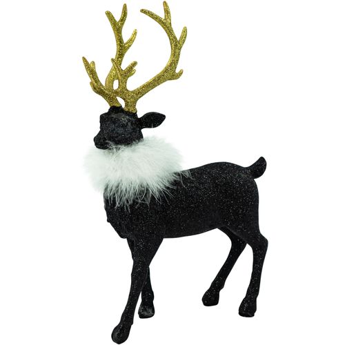 4031456247974 - Weihnachtsfigur Weihnachtsdeko Dekofiguren Gr B H T 23 cm x 365 cm x 9 cm schwarz (schwarz goldfarben weiß) Weihnachtsengel Weihnachtsfiguren Rentier aus Polyresin