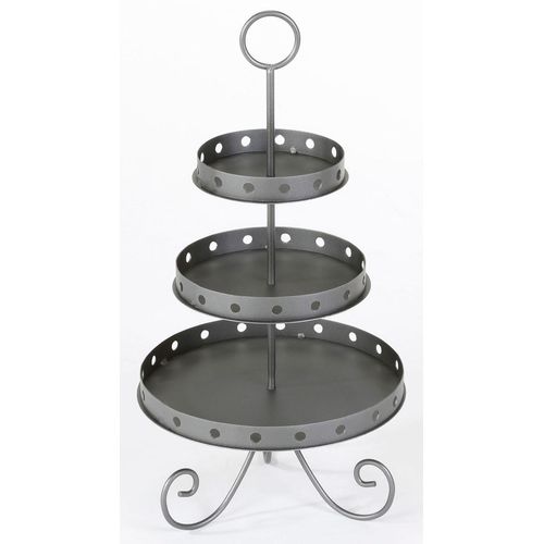 4061752180446 - Etagere CHRISTMAS GOODS BY INGE Weihnachtsdeko mit 3 Etagen Höhe 55 cm Servierplatten Gr Ø 295 cm grau (anthrazit) Weitere Weihnachtsdeko Dekoetagere aus Metall