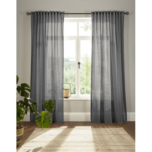 4004567276416 - Vorhang ANDAS Elby 2 Gardinen Gr 295 cm Multifunktionsband 142 cm grau (anthrazit) Esszimmergardinen basic transparent monochrom bis 295 cm Länge