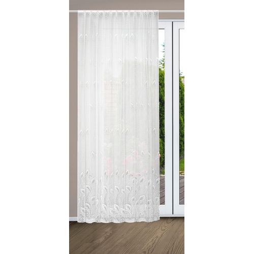 4056751318044 - Vorhang HOME WOHNIDEEN SUSANA Gr 13 weiß B500cm H175cm Wirkware Polyester Gardinen Faltenbandstore Jacquard fein SUSANA