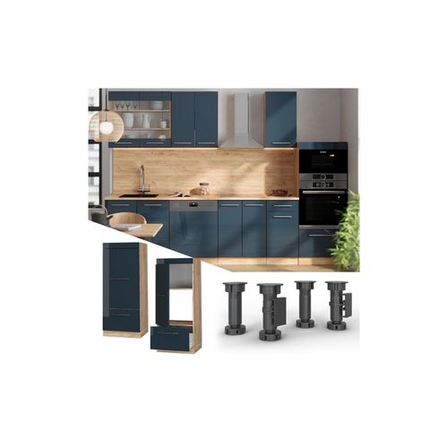 4066731407316 - Mikrowellenschrank Fame-Line Eiche Dunkelblau Hochglanz 60 cm mit Schublade & Tür 4066731407316 - Mikrowellenschrank Fame-Line Eiche Dunkelblau Hochglanz 60 cm mit Schublade & Tür