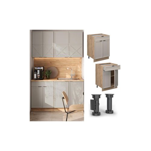 4066731452408 - Schubunterschrank Fame-Line GrauBeige 60 cm mit Schublade ohne Arbeitsplatte Vicco