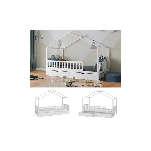 4066731276370 - Vitalispa Kinderbett Bettenhaus Einzelbett Franka Weiß 200 x 90 cm modern Kinderzimmer Bett Bettschublade Lattenrost Rausfallschutz 4066731276370 - Vitalispa Kinderbett Bettenhaus Einzelbett Franka Weiß 200 x 90 cm modern Kinderzimmer Bett Bettschublade Lattenrost Rausfallschutz