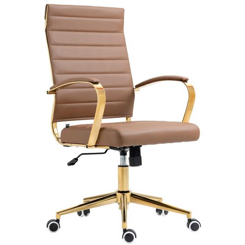4251756494971 - Ergonomischer Bürostuhl Havanna Kunstleder I Höhenverstellbarer Schreibtischstuhl Mit Metall-Gestell In Gold-Optik I 360 Grad Drehbar 4251756494971 - Ergonomischer Bürostuhl Havanna Kunstleder I Höhenverstellbarer Schreibtischstuhl Mit Metall-Gestell In Gold-Optik I 360 Grad Drehbar