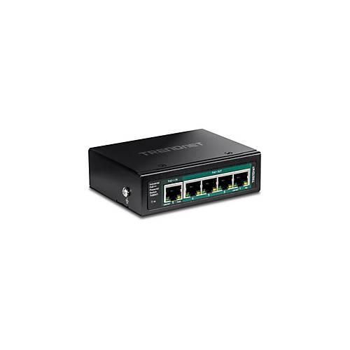 0710931162592 - TRENDnet TI-B541 - Switch - industriell mit PoE Pass-Through - 1 x 10 100 1000 (PoE++ Eingang) + 4 x 10 100 1000 (PoE+) - an DIN-Schiene montierbar wandmontierbar - PoE+ (65 W)