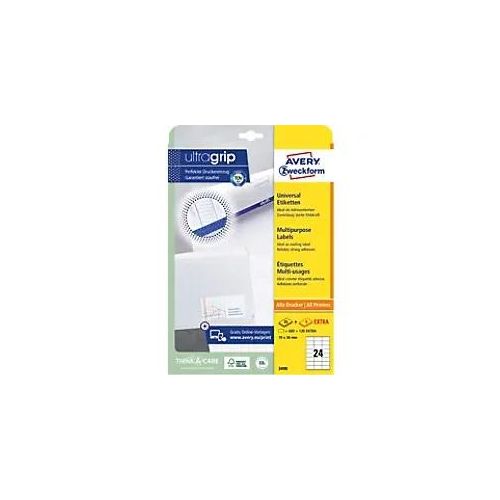 4004182034903 - AVERY Zweckform UltraGrip Laser Universaletiketten 3490 Selbsthaftend DIN A4 Weiß 70 x 36 mm 30 Blatt à 24 Etiketten