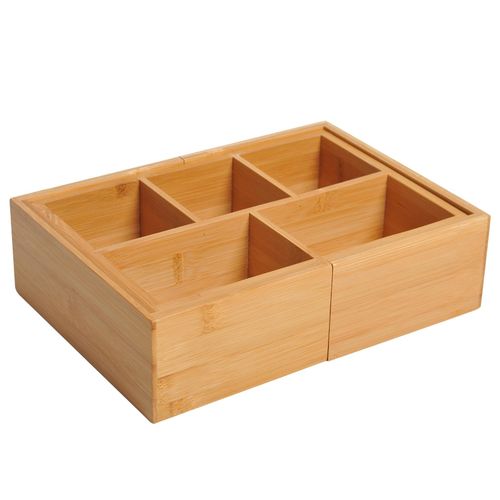 4250871263226 - Ausziehbarer Organizer mit 5 bis 7 Fächer natur (246-41) x 176 x 7 cm (LxBxH) Schubladenorganizer Aufbewahrungsbox Organisation