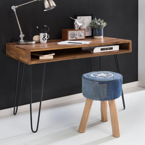 4250950267145 - Finebuy - Massiver Schreibtisch harlem Sheesham Massiv Holz 110 x 60 x 76 cm mit Ablage Computertisch Massivholz mit Metall Beinen Design Holz pc 4250950267145 - Finebuy - Massiver Schreibtisch harlem Sheesham Massiv Holz 110 x 60 x 76 cm mit Ablage Computertisch Massivholz mit Metall Beinen Design Holz pc