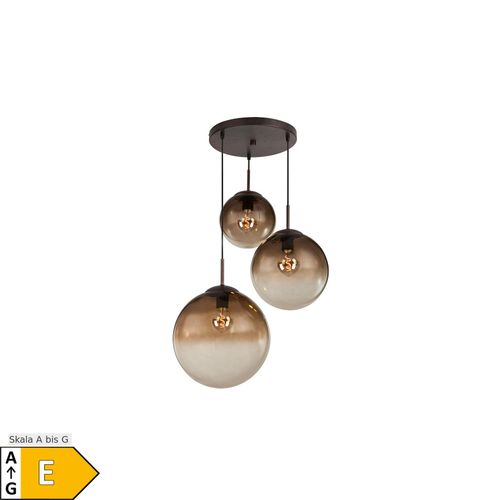 9007371547074 - LED Hängeleuchte Glas 3 Kugeln braun H 120 cm 9007371547074 - LED Hängeleuchte Glas 3 Kugeln braun H 120 cm