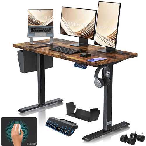 4255598328845 - KESSER® Höhenverstellbarer Schreibtisch elektrisch Ergonomisch Steh-Sitz Schreibtisch 3-Funktions-Memory Steuerung Inkl 360° Rollen & USB-Ladeanschluss Computertisch für Homeoffice 4255598328845 - KESSER® Höhenverstellbarer Schreibtisch elektrisch Ergonomisch Steh-Sitz Schreibtisch 3-Funktions-Memory Steuerung Inkl 360° Rollen & USB-Ladeanschluss Computertisch für Homeoffice